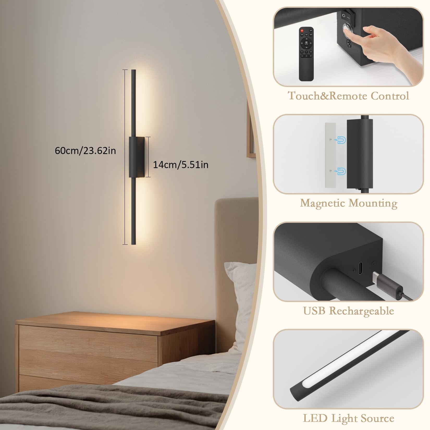 Coinmit 10000mAh rechargeable battery powering long-lasting sconces