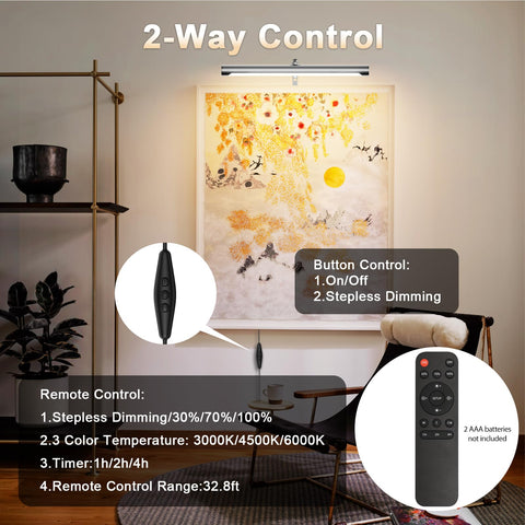 Coinmit LED art light with remote control for easy brightness and color temperature adjustments.