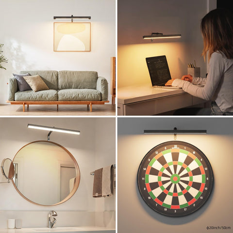 Coinmit black wall mount light installed beside a gallery wall.