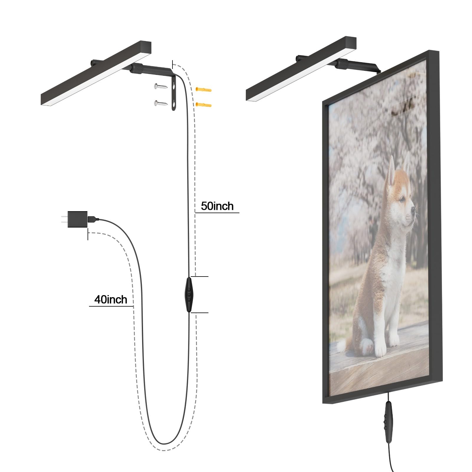 Coinmit wall light with wired switch for simple on/off control.