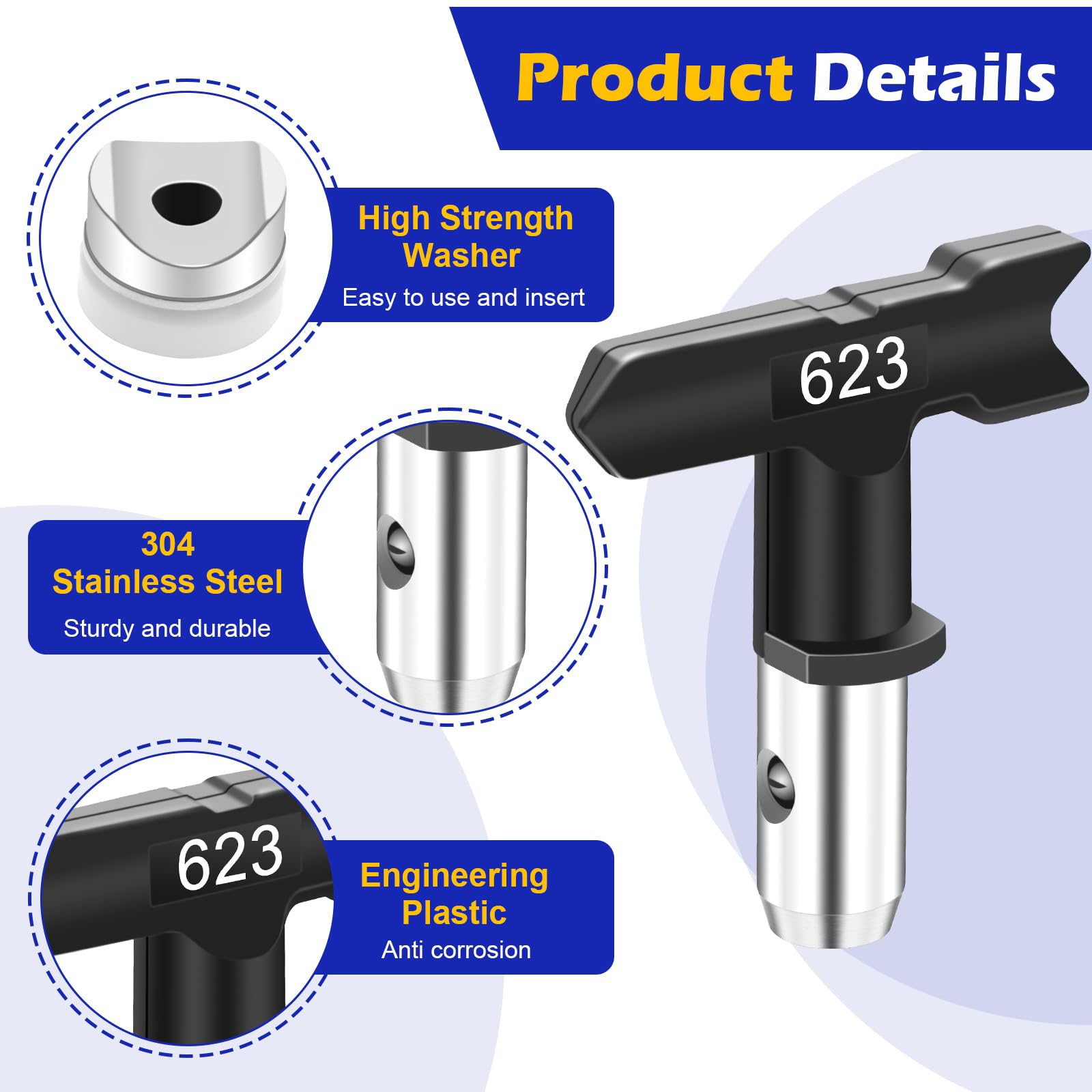 Coitak airless tip 315 for controlled fan spray on furniture and paneling.