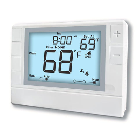 Coiiwsei programmable thermostat front view with a bright backlight for easy daily control.