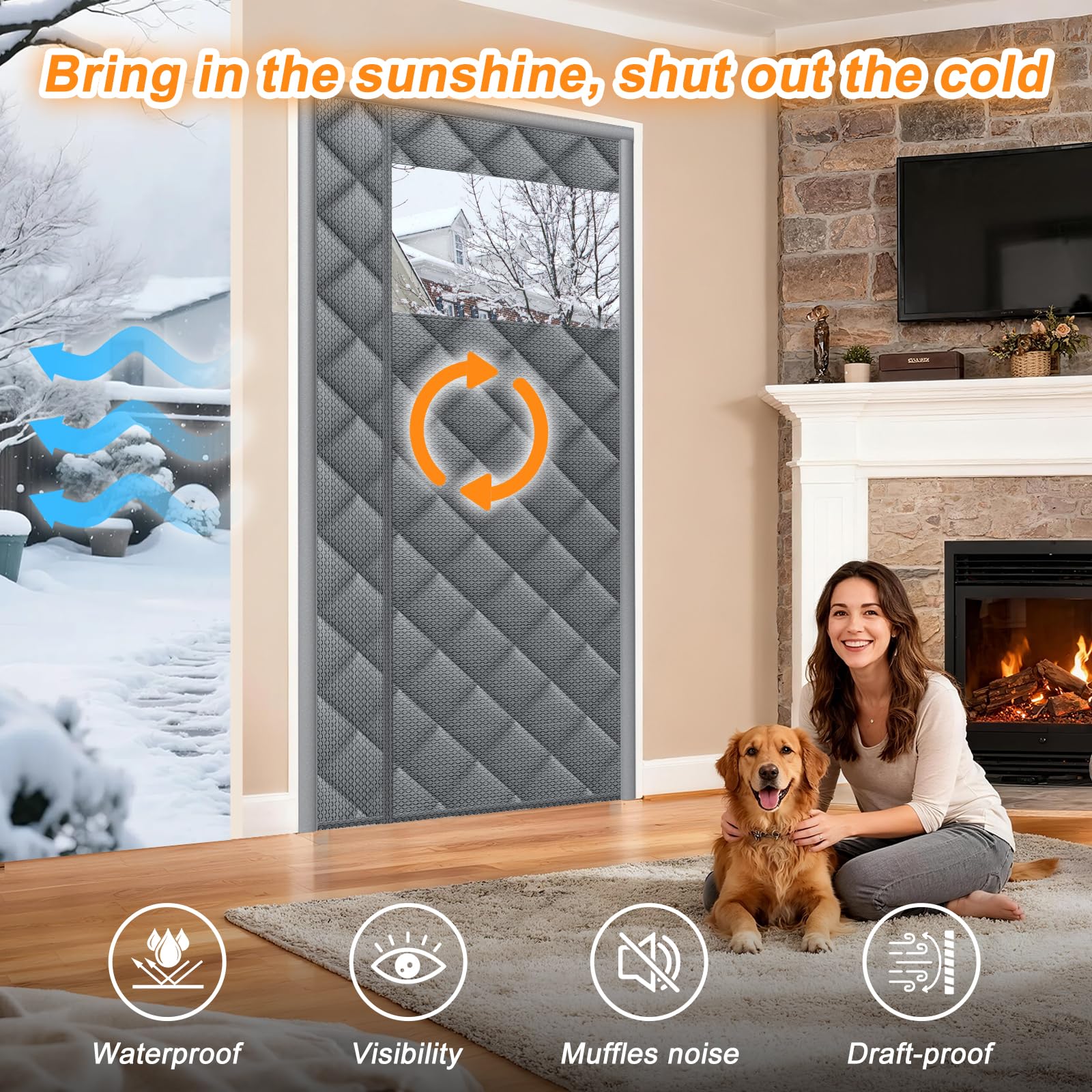 Cojoycs oxford cloth insulated door cover for durable year-round temperature control.