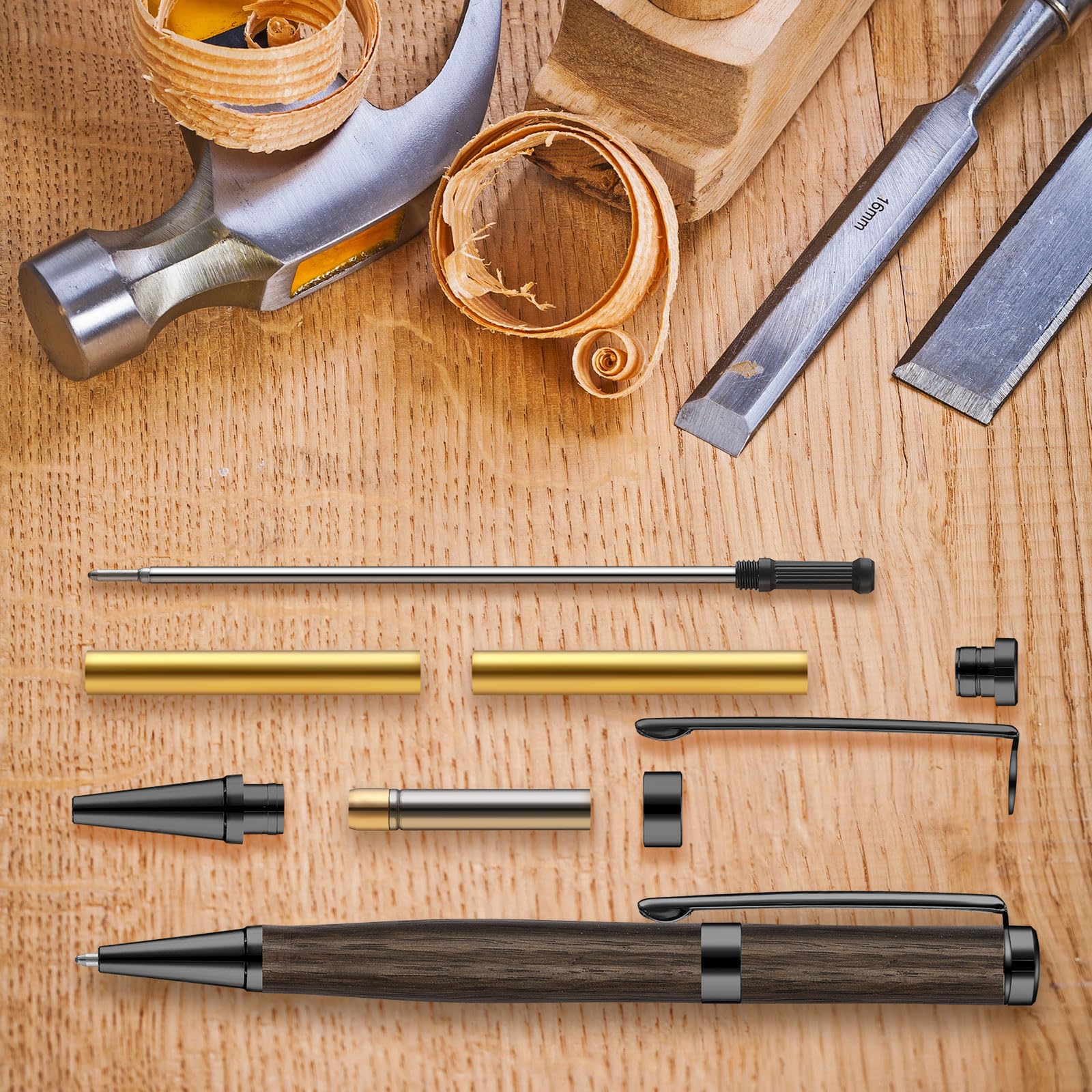 Colarr pen kit black finish detail, smooth surface for comfortable crafting.