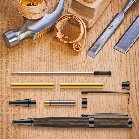 Colarr pen kit black finish detail, smooth surface for comfortable crafting.