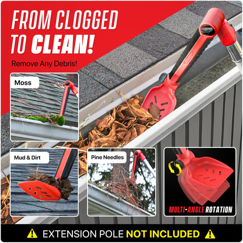 Colbent gutter scoop head inside gutters for fast, thorough debris removal.