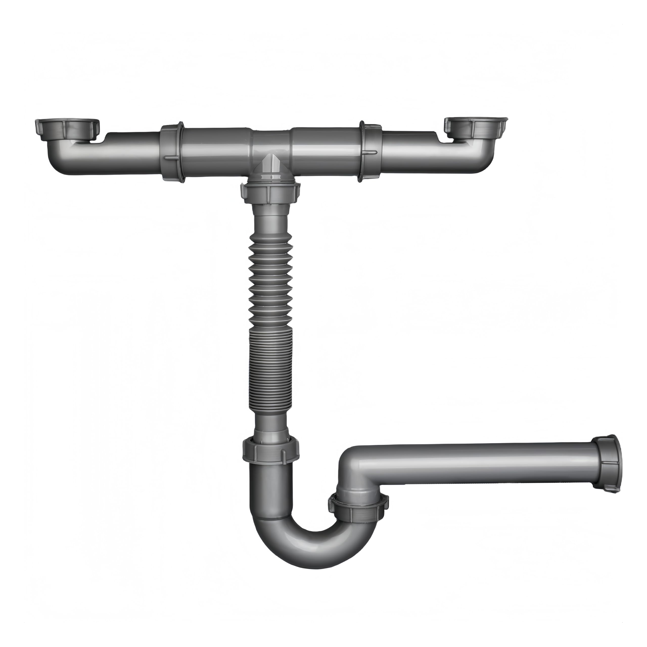 COLDDD expandable P-trap for dual sinks with flexible connection