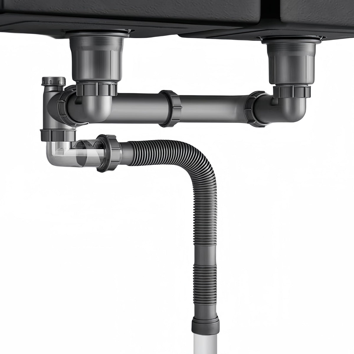 COLDDD expandable pipe kit with double-sinks connectors for easy installation and space-saving drainage.