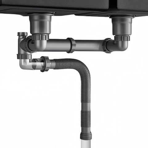 COLDDD expandable pipe kit with double-sinks connectors for easy installation and space-saving drainage.