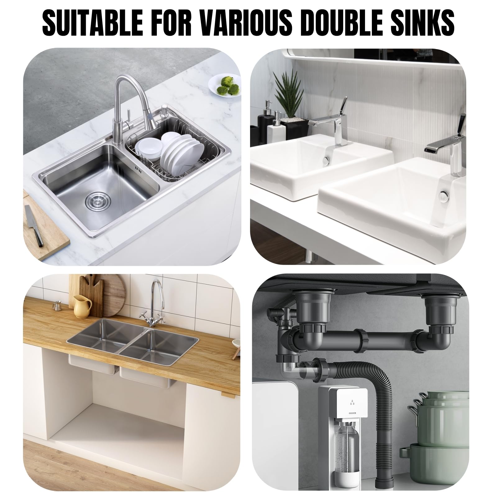 COLDDD flexible drain line adjusts from 8 to 20 inches to fit tight spaces.