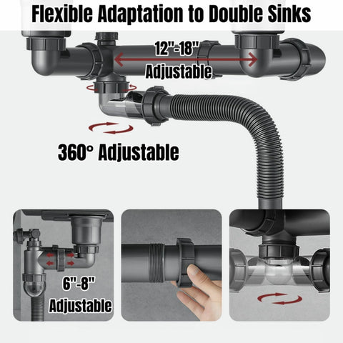 COLDDD P-type drainage pipe provides flexible compatibility for varied sink layouts.