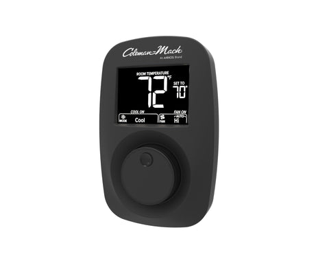 Coleman 9420A382 thermostat with digital display enables easy heat and cool control.