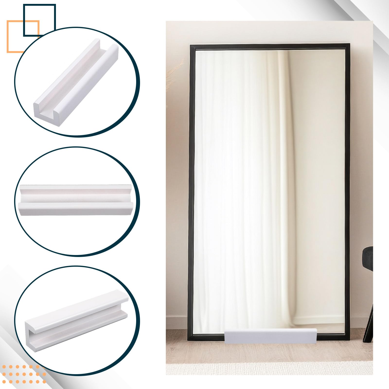 Optional second bracket for wider mirrors ensures even support