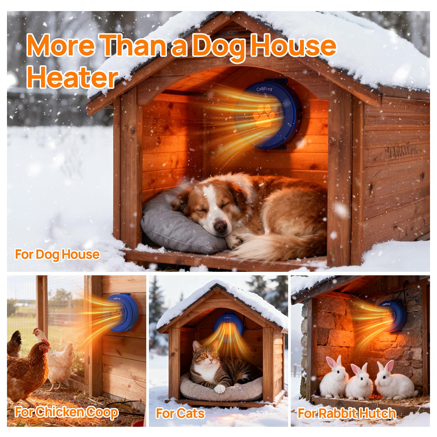 Durable aluminum body of Colliford 500W dog house heater