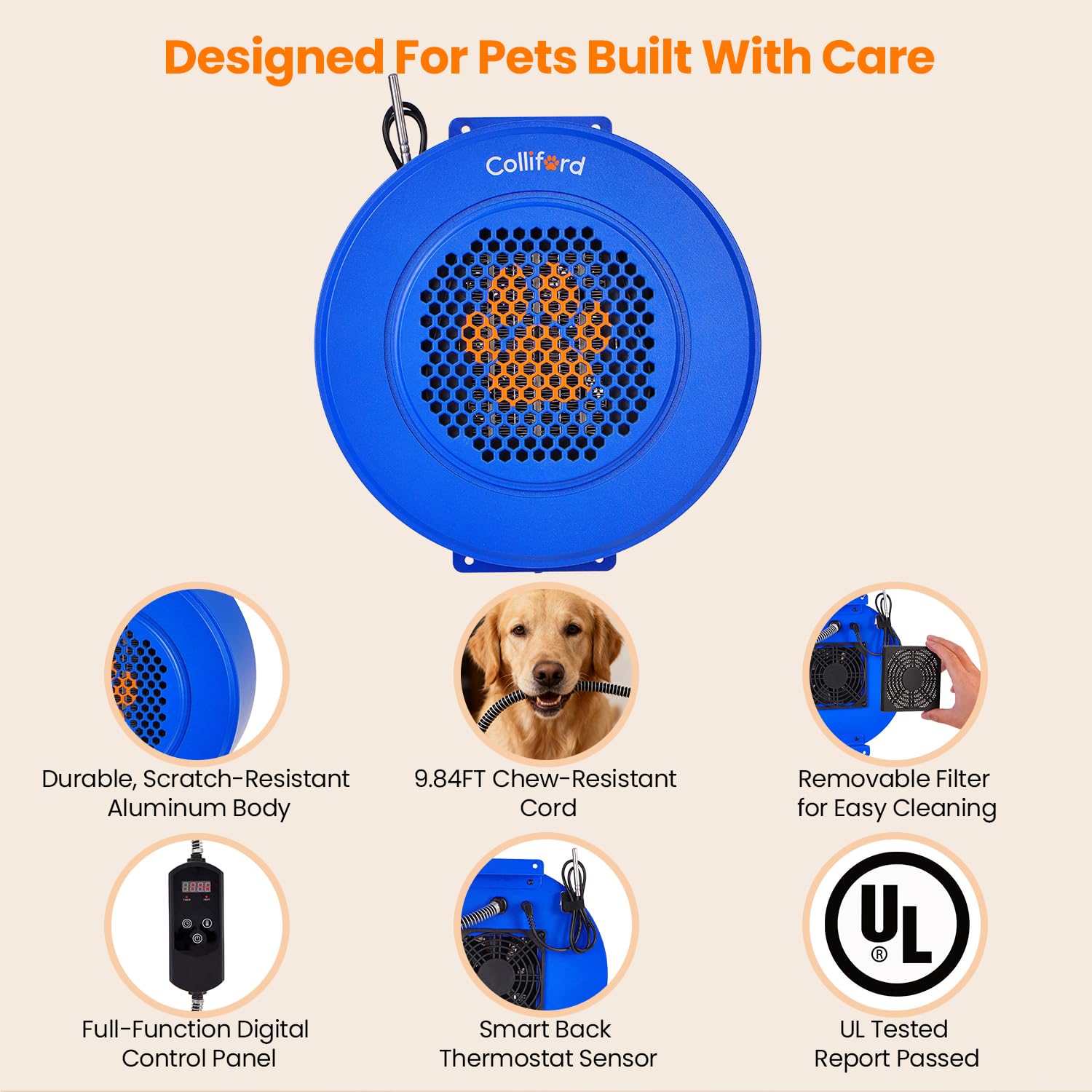 Quiet operation Colliford 500W dog house heater in use