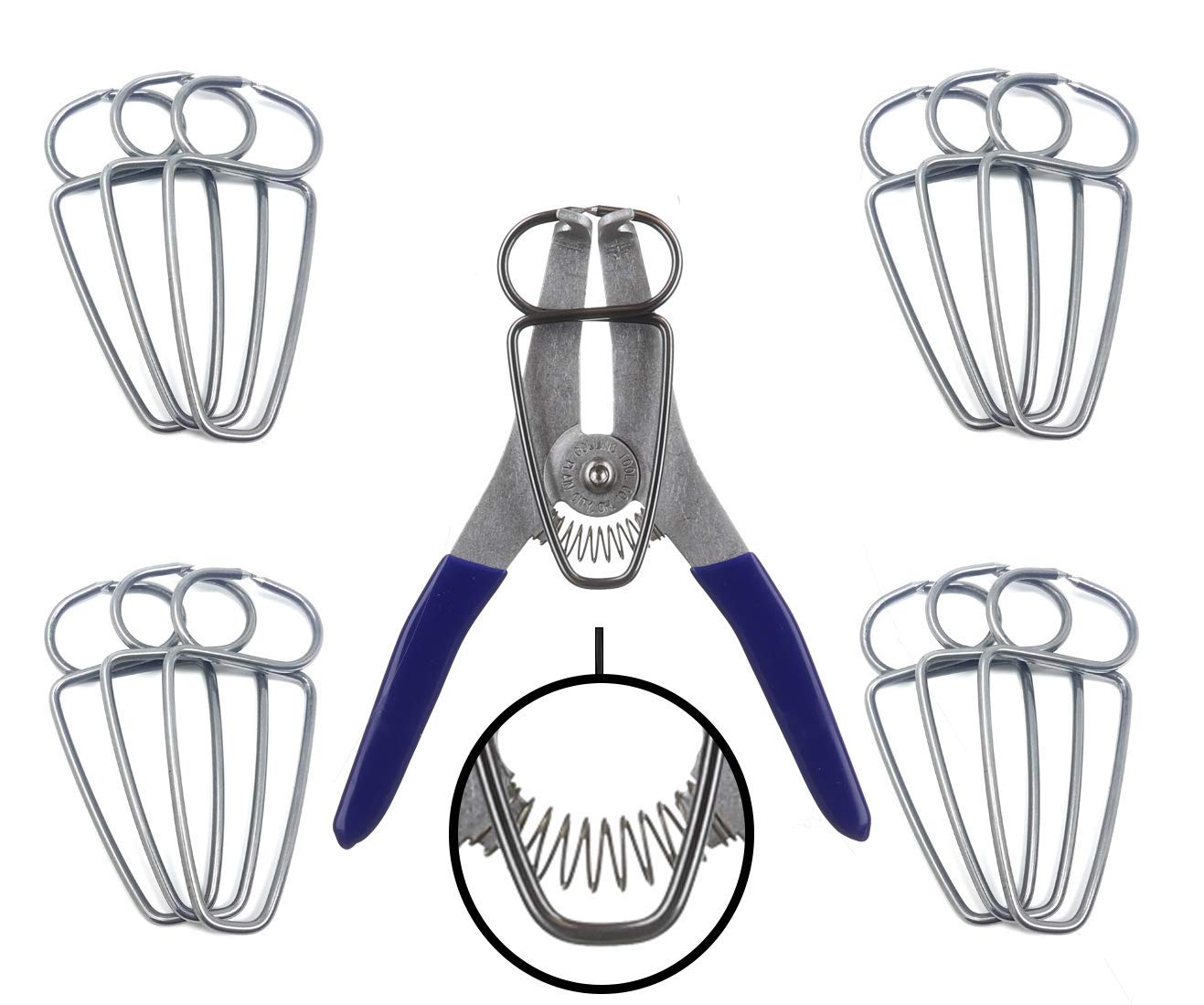 Collins Tool spring loaded pliers show quick clamp action for precise miters.