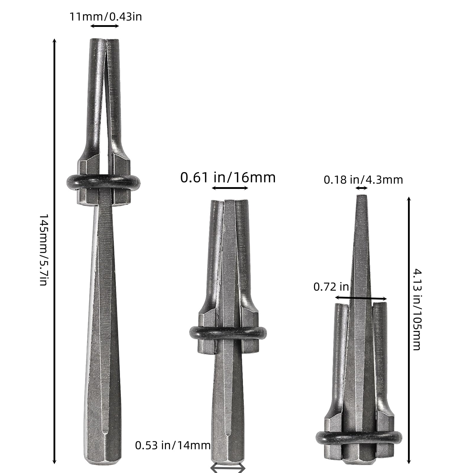 Coloch wedge center close-up highlights sharpened edge for precise rock penetration.