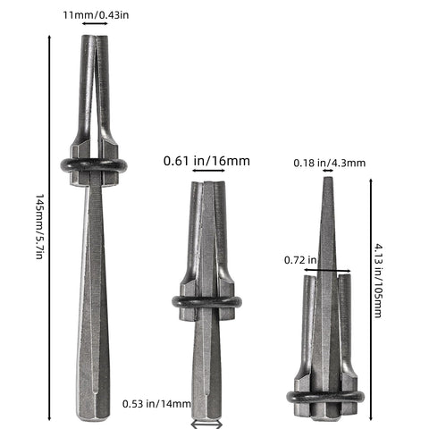 Coloch wedge center close-up highlights sharpened edge for precise rock penetration.
