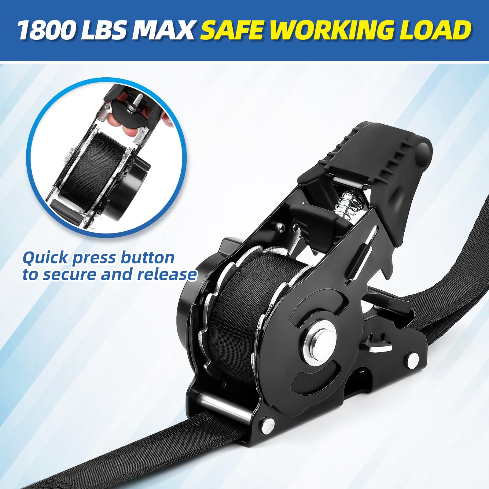Colorfulbeetle strap with safety lock ensures reliable tie-down.
