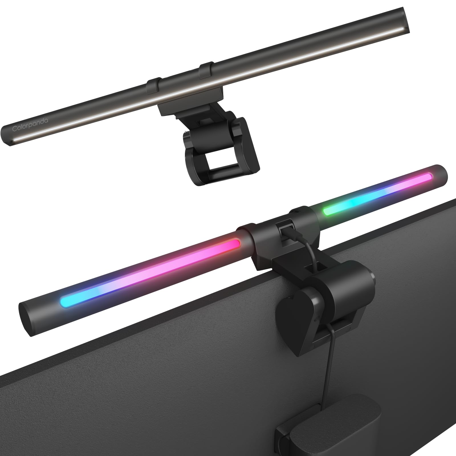 Colorpanda monitor light bar clipped on screen for easy setup and glare-free reading.