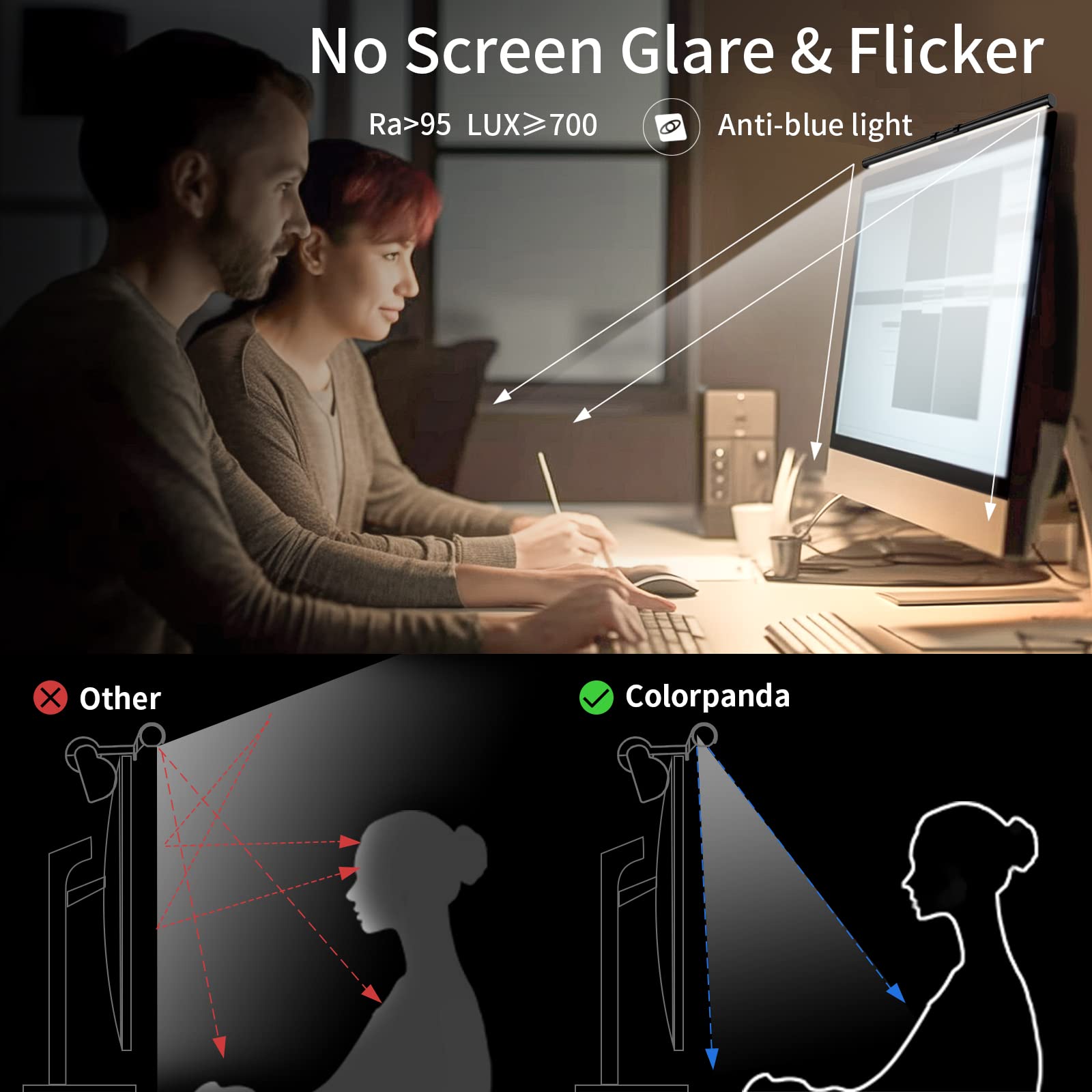 Colorpanda monitor light bar dimmable 2700-6500K for customized ambience
