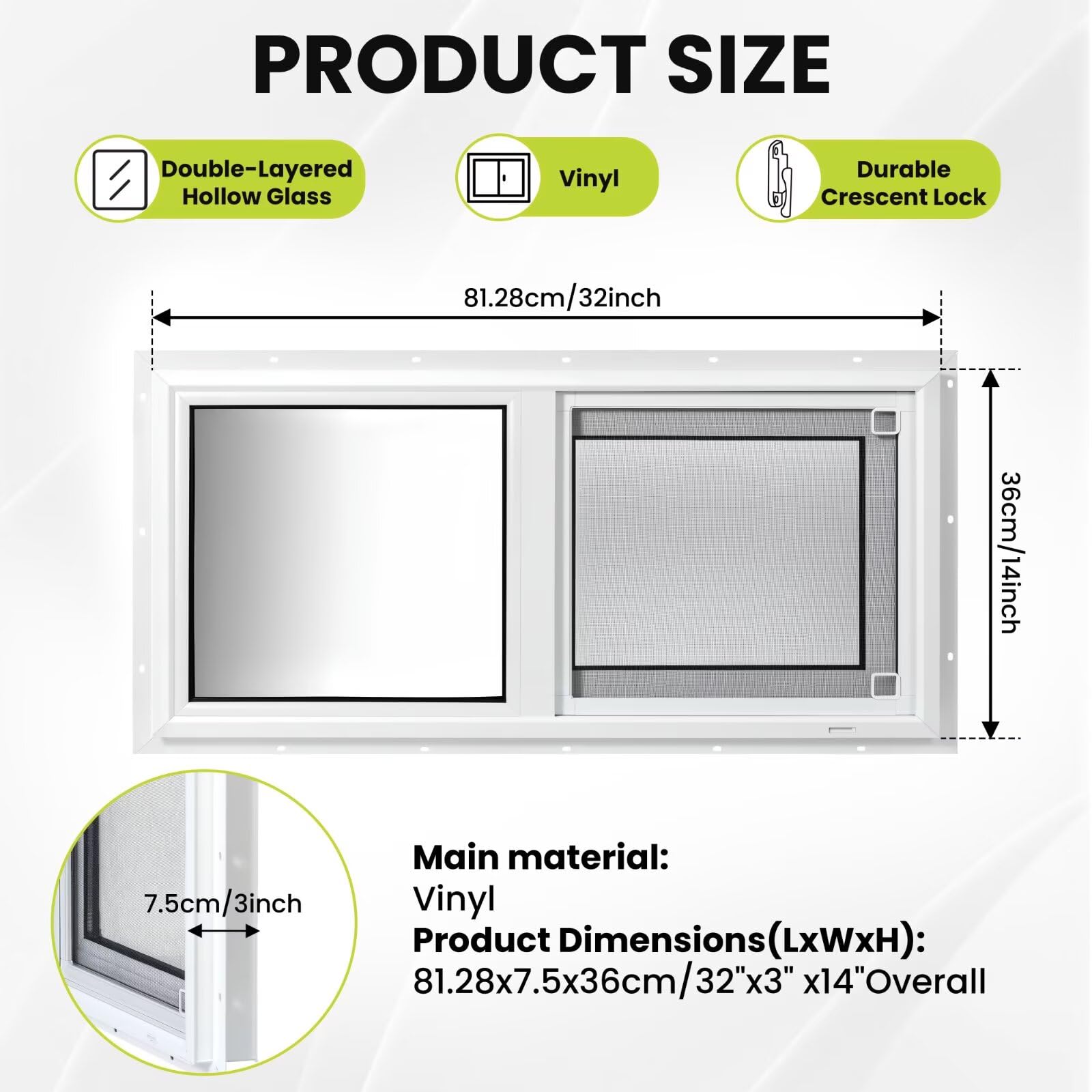 COLORPAPA basement window slider-32x14 demonstrates smooth operation for day-to-day use.