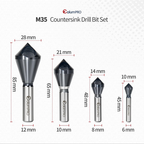 ColumPRO cobalt countersink 5-10mm bit for stainless steel work.