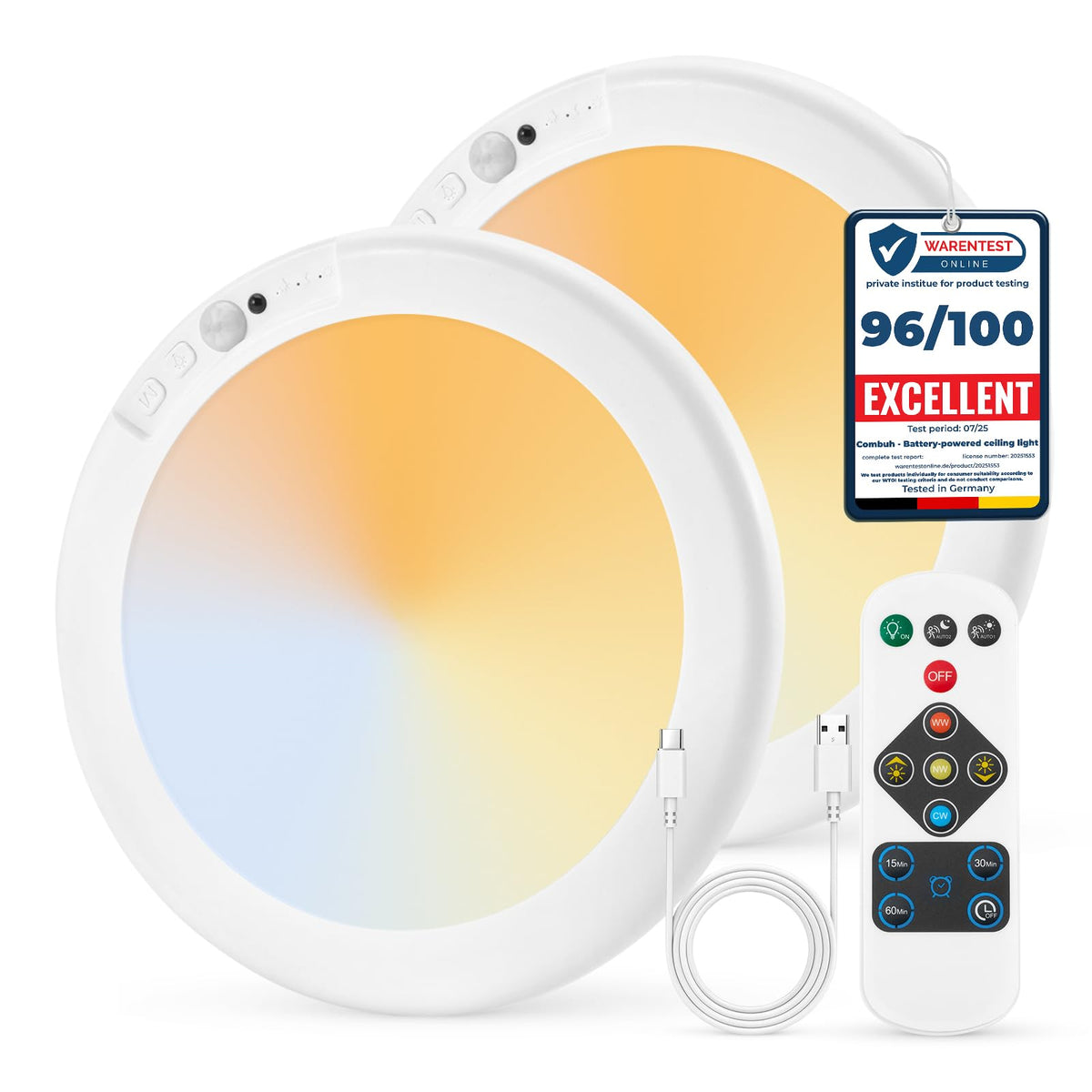 Combuh 2-pack motion-sensored closet lights illuminate spaces hands-free.
