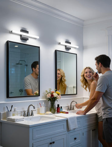 Combuh black vanity light complements modern bathroom interiors