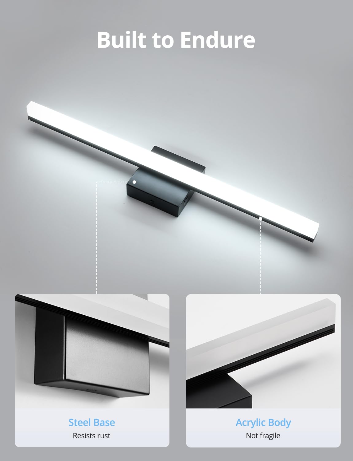 Combuh cool white fixture delivers even brightness suitable for grooming.