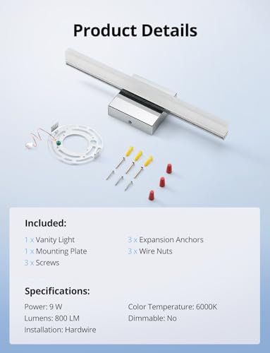Combuh hardwired vanity light works with standard switches for flexible setup.