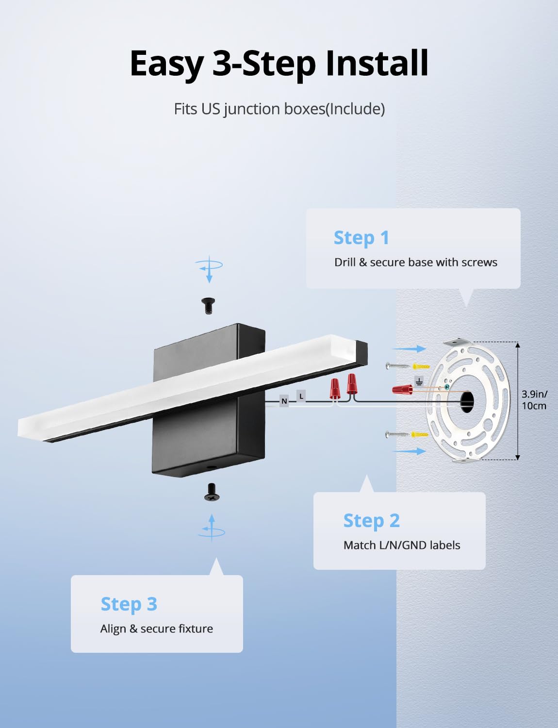 Combuh 6000K cool white light supports precise makeup and grooming tasks