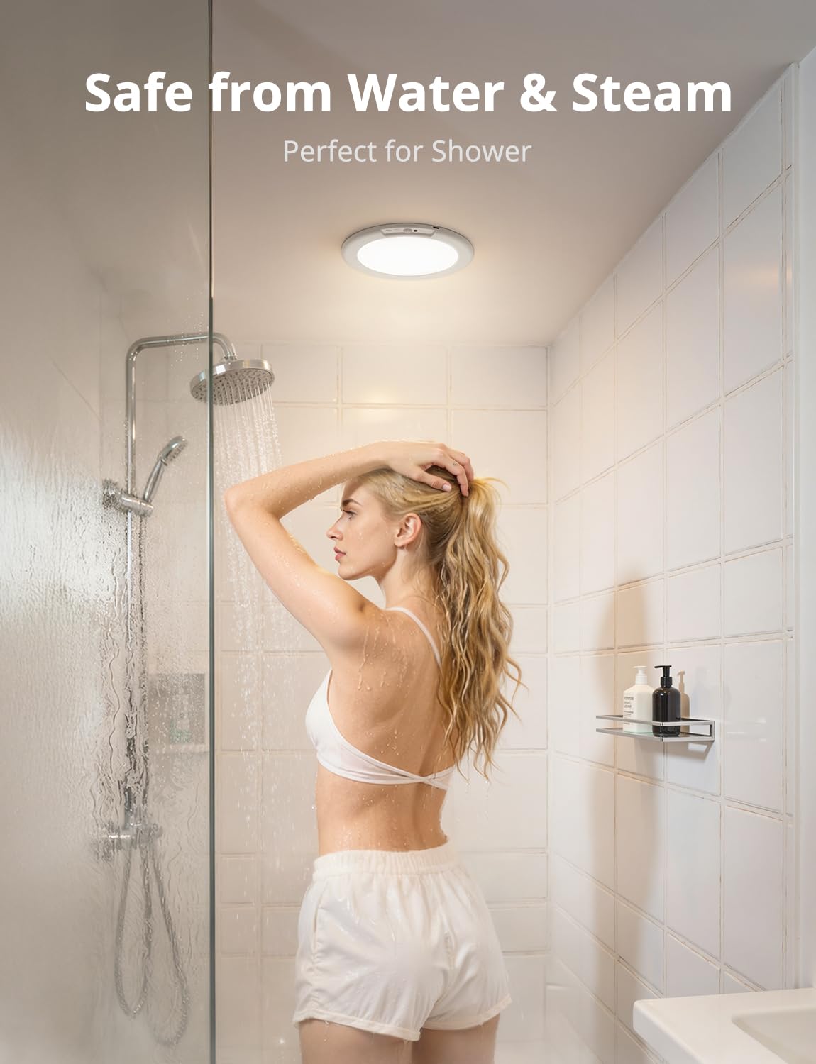 Combuh motion sensor shower light activates automatically when you approach
