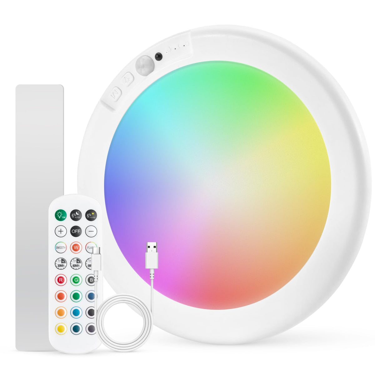 Combuh RGB shower light with remote control for easy color customization.