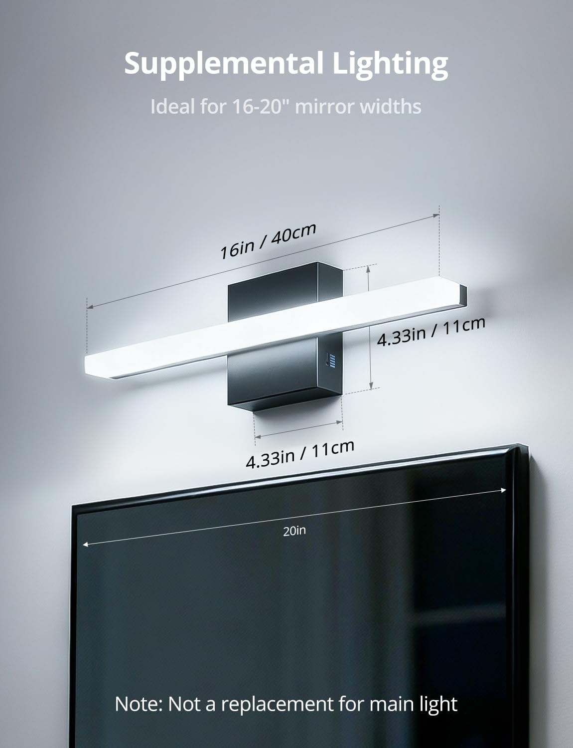 Combuh slim black vanity bar fits small bathrooms with clean lines