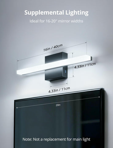 Combuh slim black vanity bar fits small bathrooms with clean lines