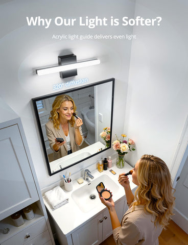 Combuh vanity light bar 16-inch, front view above sink, modern lighting