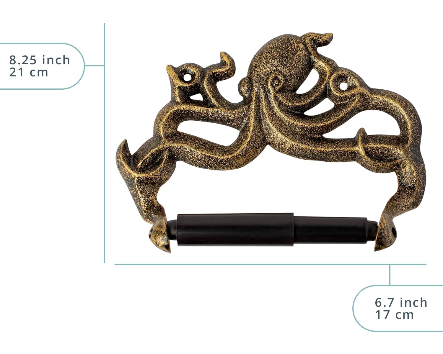 Comfify octopus toilet paper holder wall bracket in cast iron with rust-resistant coating.