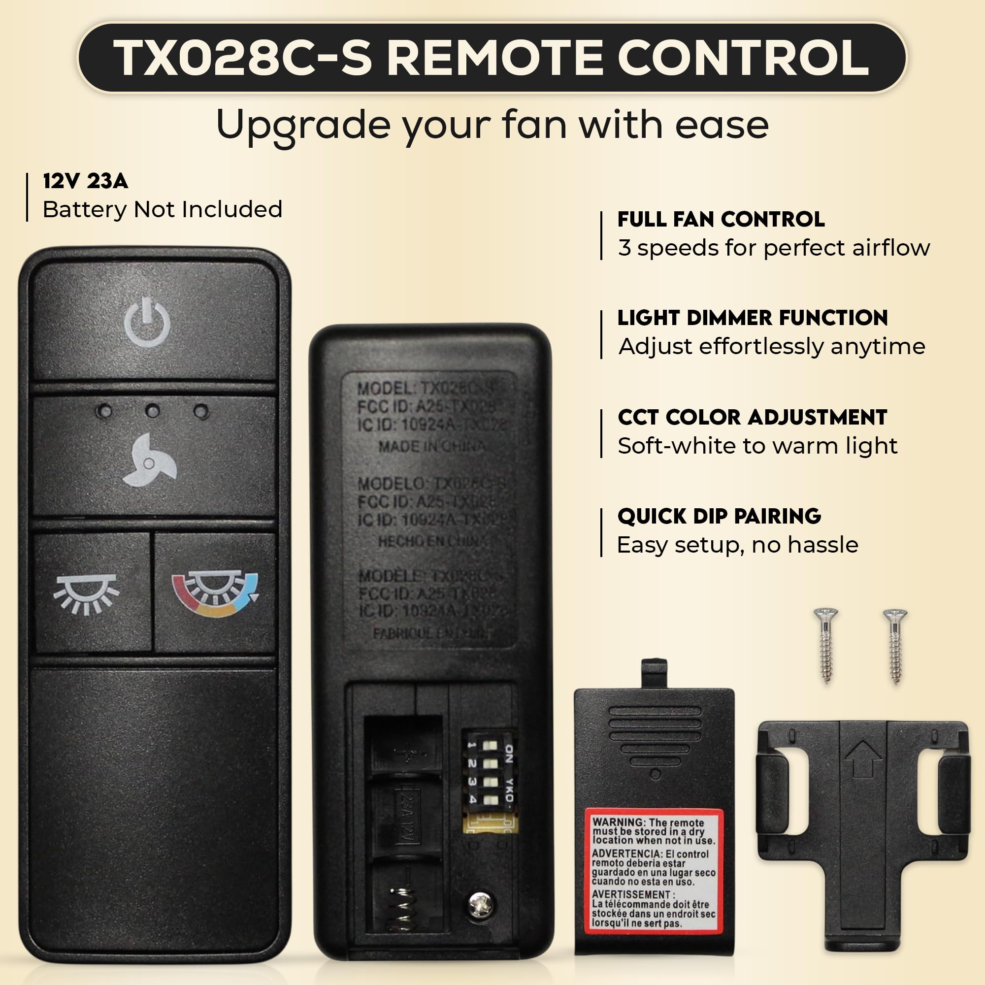 Comfort Direct TX028C-S contents box shows included items.