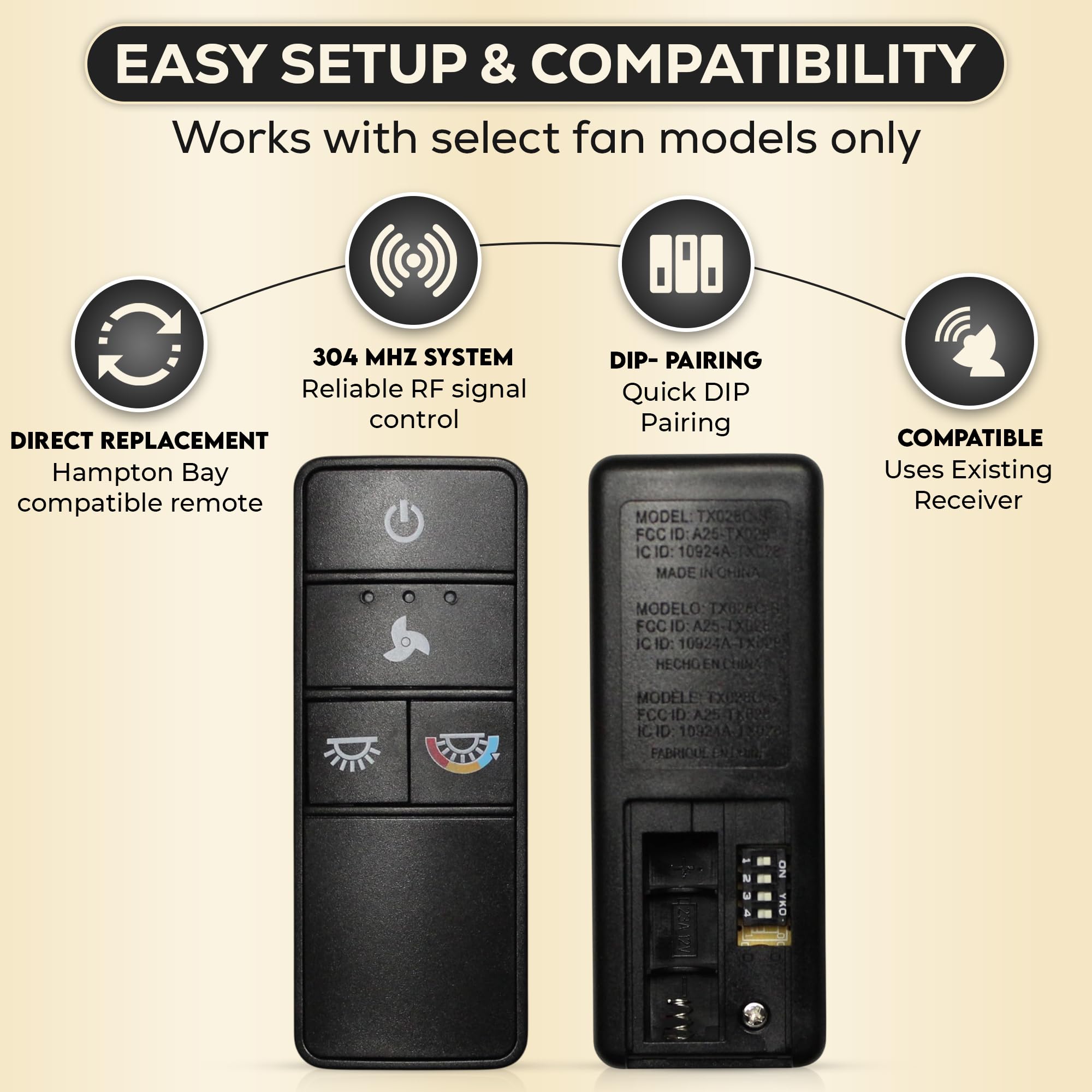 Comfort Direct TX028C-S remote adjusts color temperature for ambiance.
