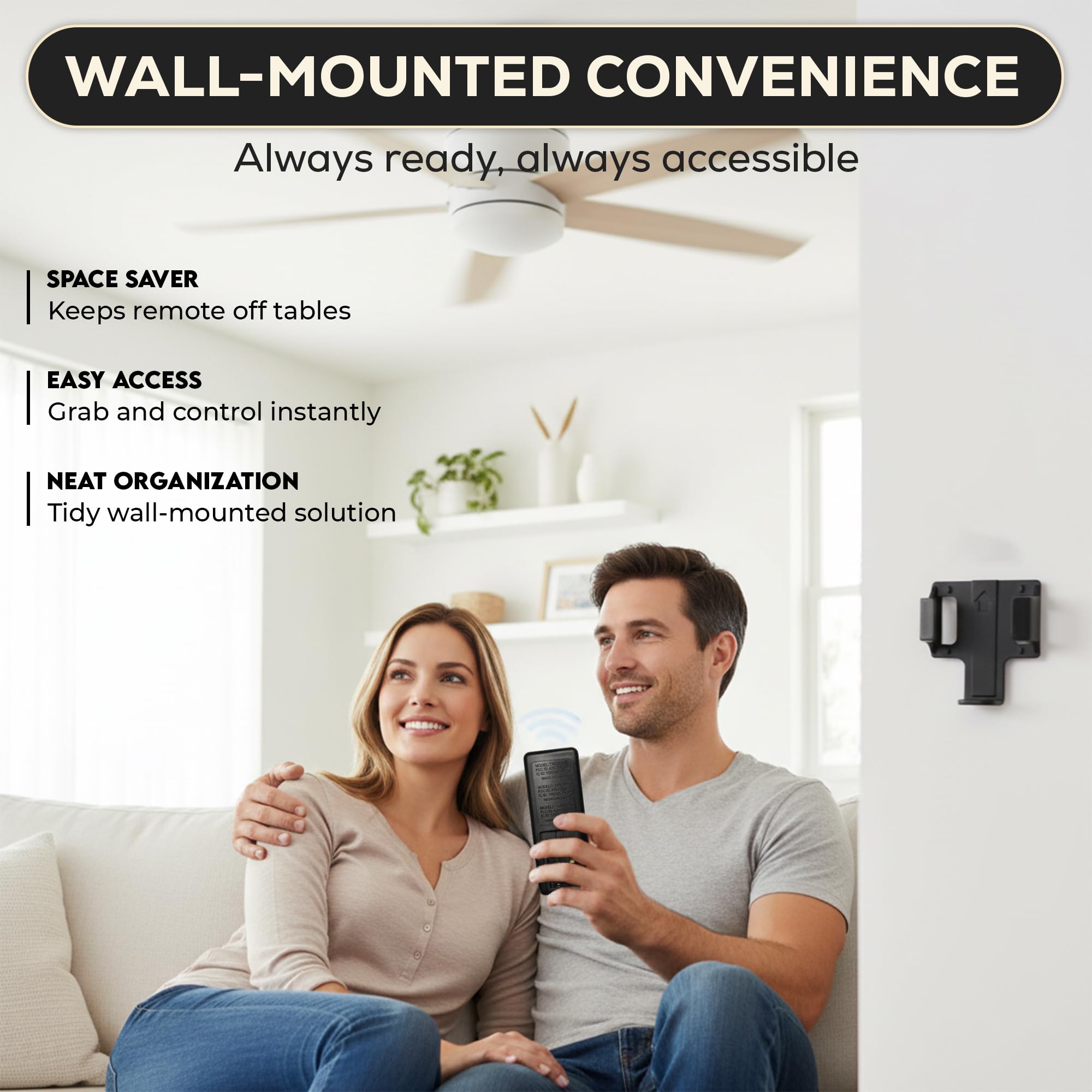 Comfort Direct TX028C-S wall mount holder keeps remote accessible.