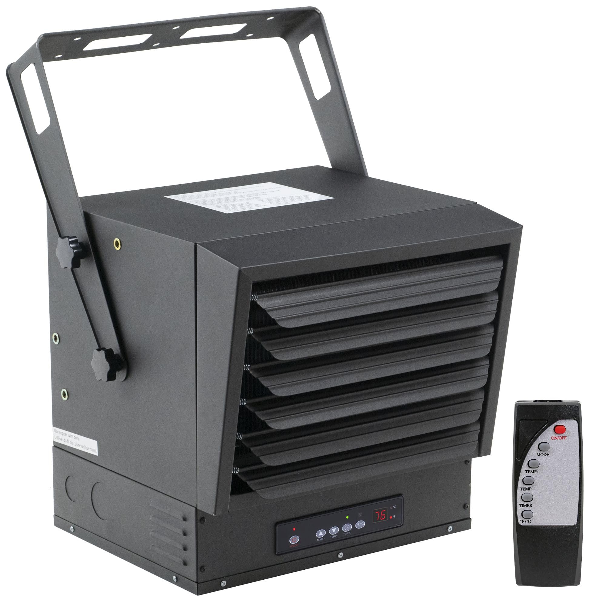 Comfort Zone 10,000W ceiling-mount heater delivering wide-area warmth for garages