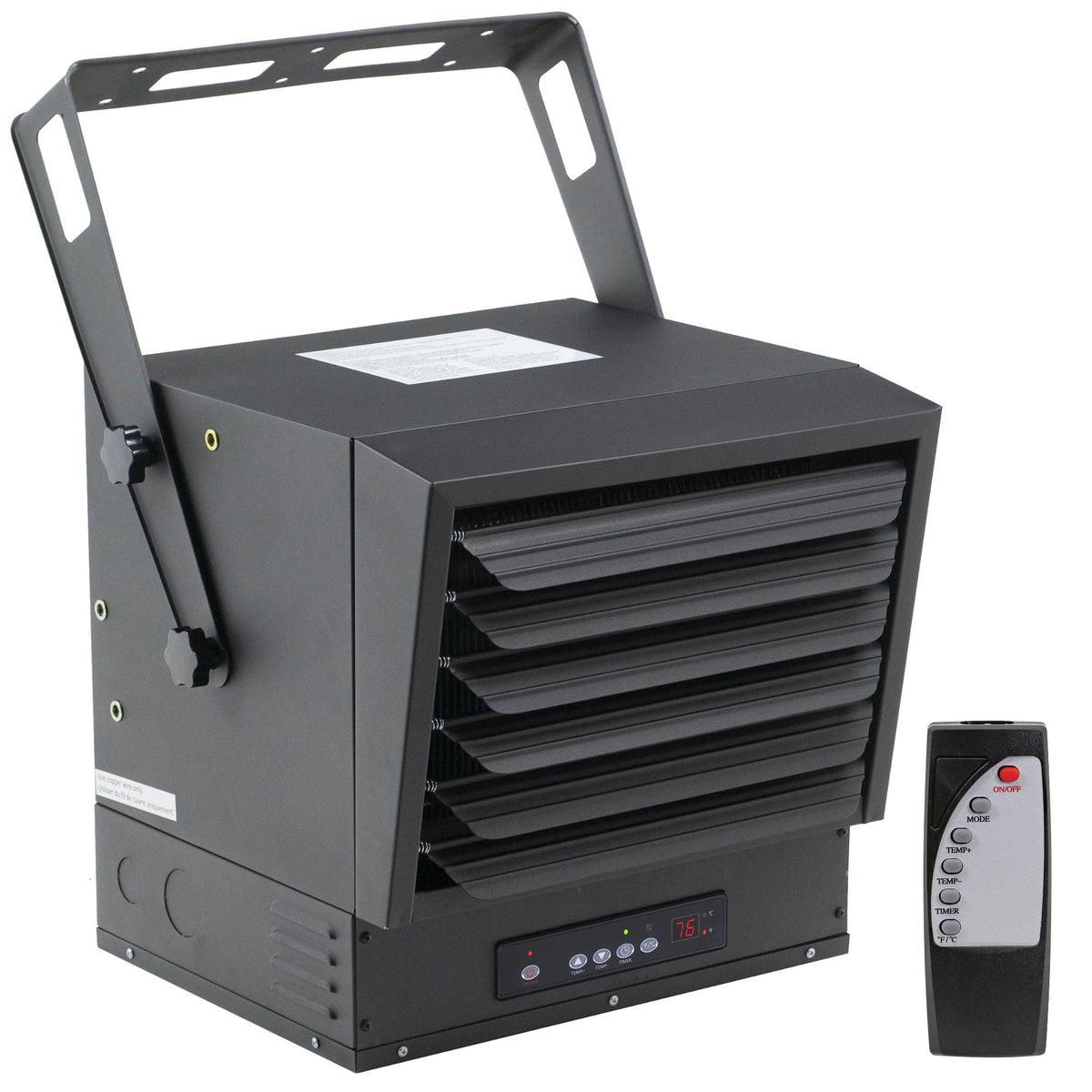 Comfort Zone 10,000W ceiling-mount heater delivering wide-area warmth for garages