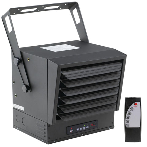Comfort Zone 10,000W ceiling-mount heater delivering wide-area warmth for garages