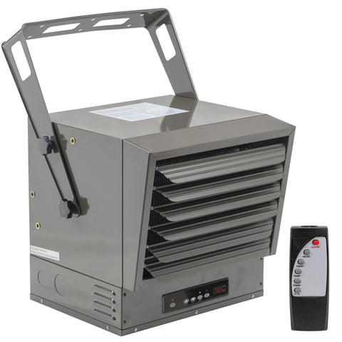 Comfort Zone 10000W heater ceiling mount enables broad heat coverage.