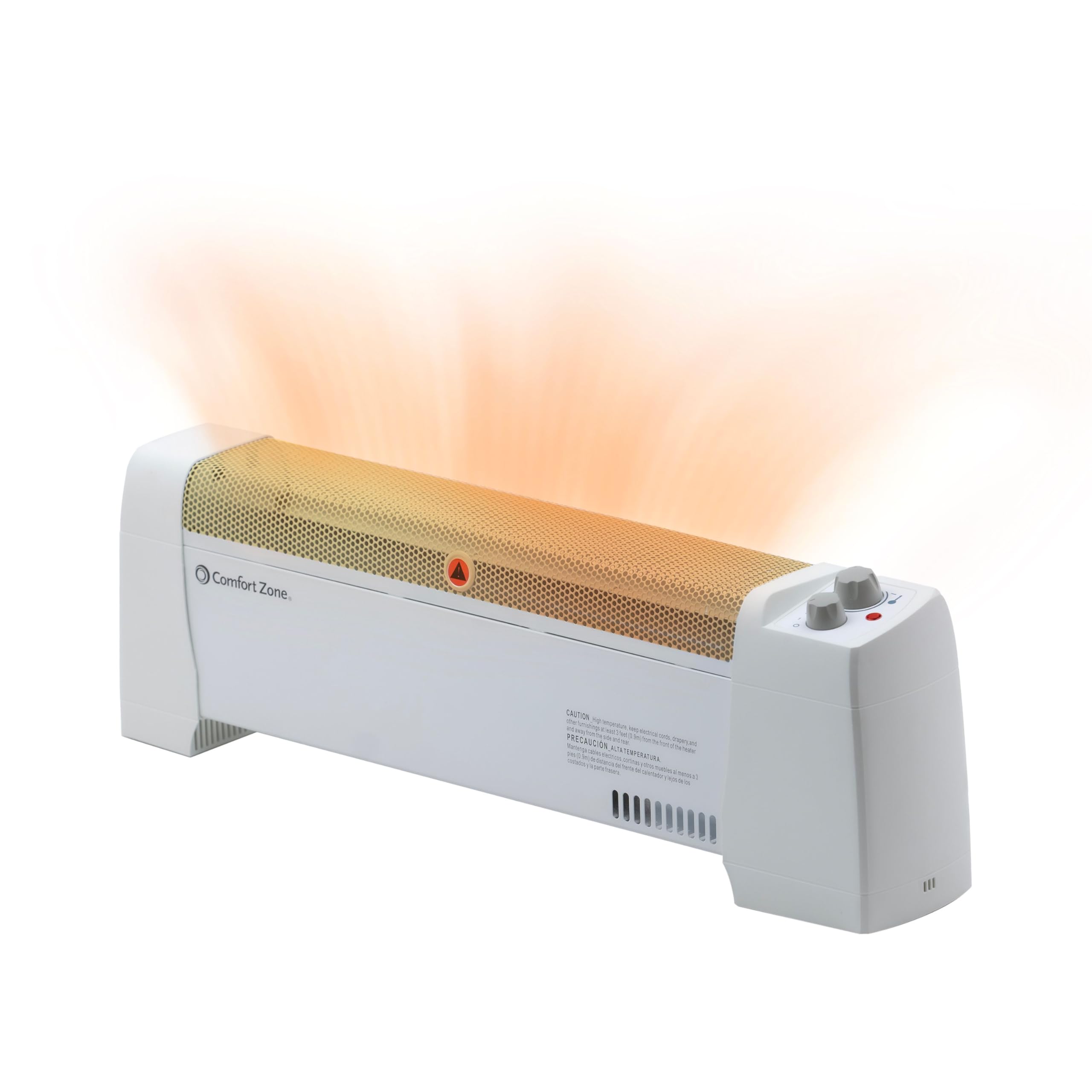 Comfort Zone 1500W heater with built-in thermostat for steady warmth.