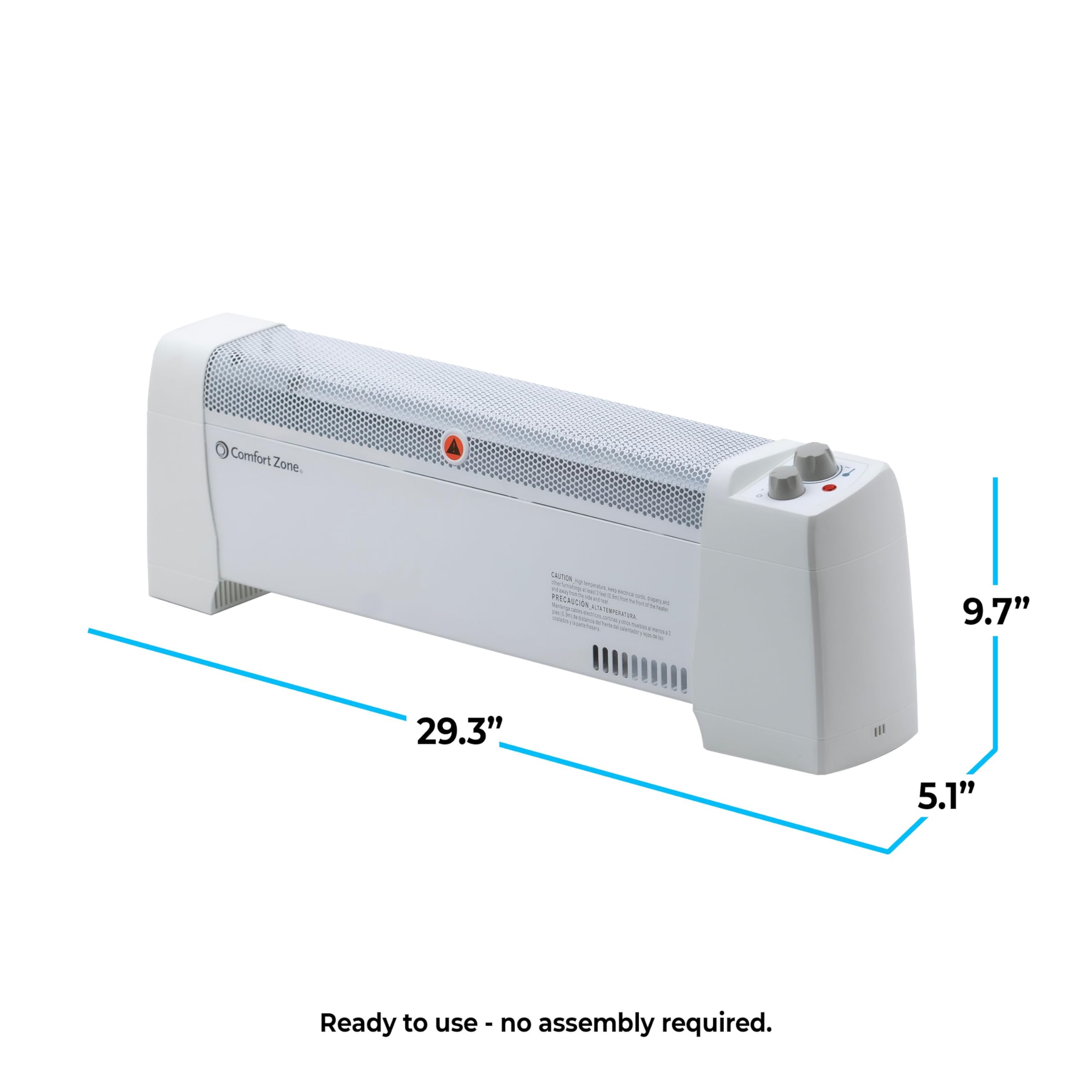 White slim Comfort Zone heater blends with decor while delivering heat.