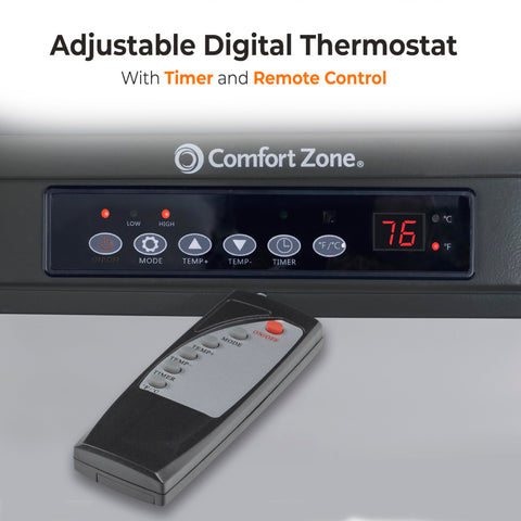 Comfort Zone CZ230ERBK overheat sensor protects the unit automatically.