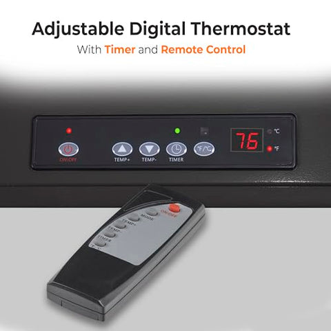 Digital thermostat display on Comfort Zone heater for precise settings