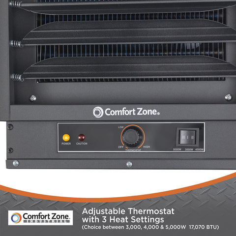 Comfort Zone louvers and adjustable angle direct heat where it's needed.